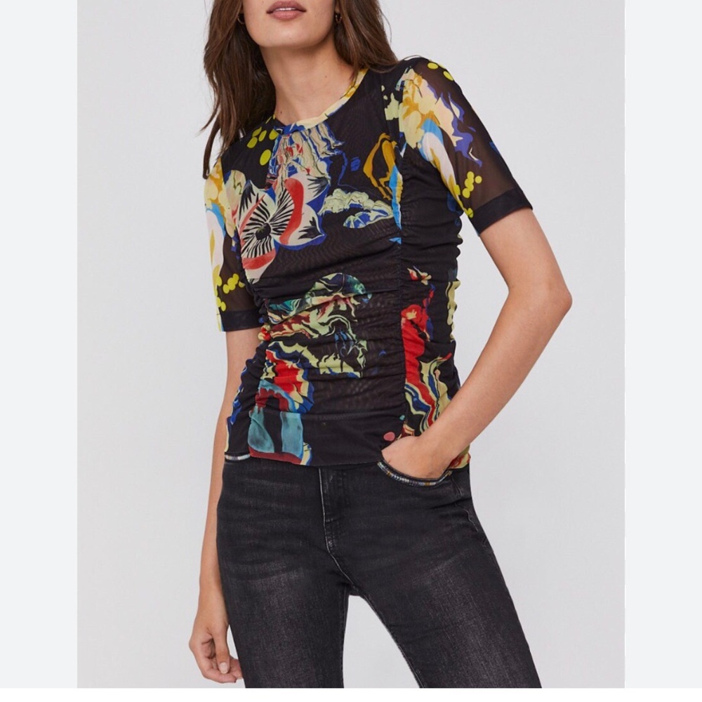Desigual Artistic Print Short Sleeve Top